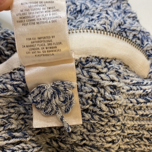 Moth Anthropologie open stitch blue marbled crew neck sweater with sid… - Picture 9 of 9